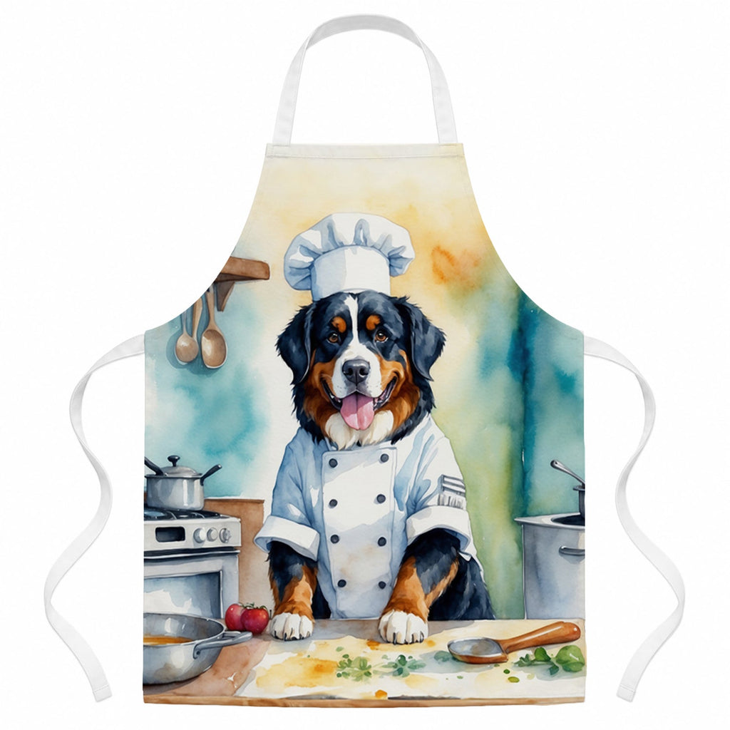 Bernese Mountain Dog The Chef Apron Cooking Kitchen Server Baking Crafts Gardening for Adult Women Men, Unisex, Large, Multicolor