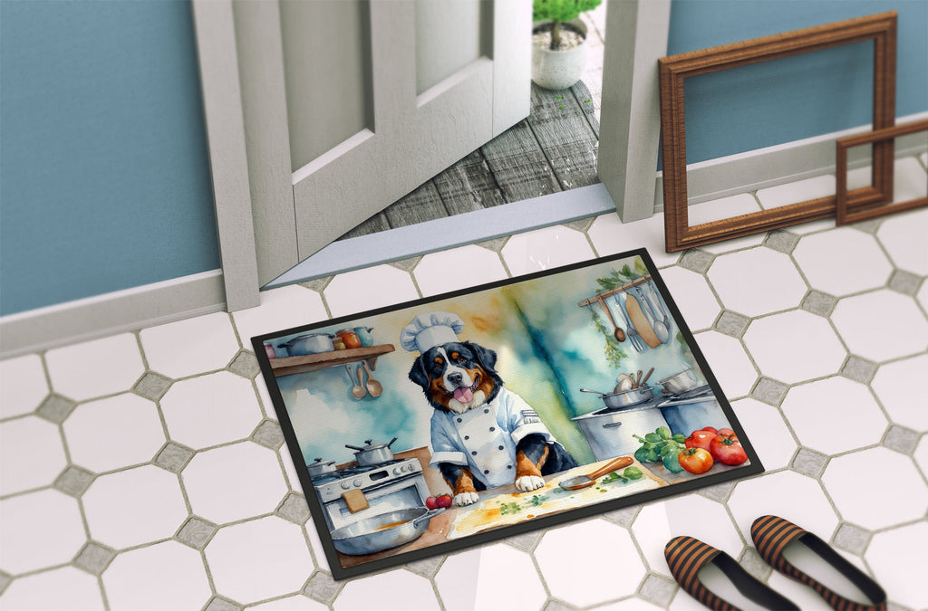 Bernese Mountain Dog The Chef Doormat Indoor Outdoor 24H X 36W Front Door Mat Rugs for Entryway, Non Slip Washable Low Pile,