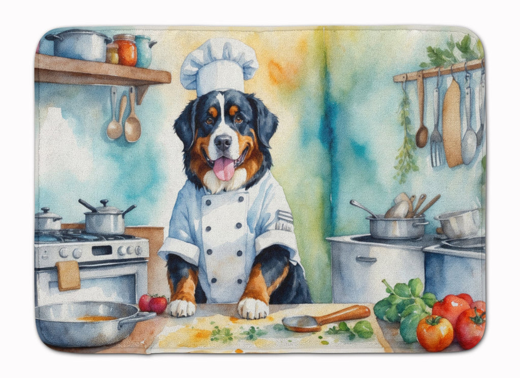 Bernese Mountain Dog The Chef Memory Foam Kitchen Mat Machine Washable Anti-Fatigue Cushion Comfort Bath or Kitchen Rug
