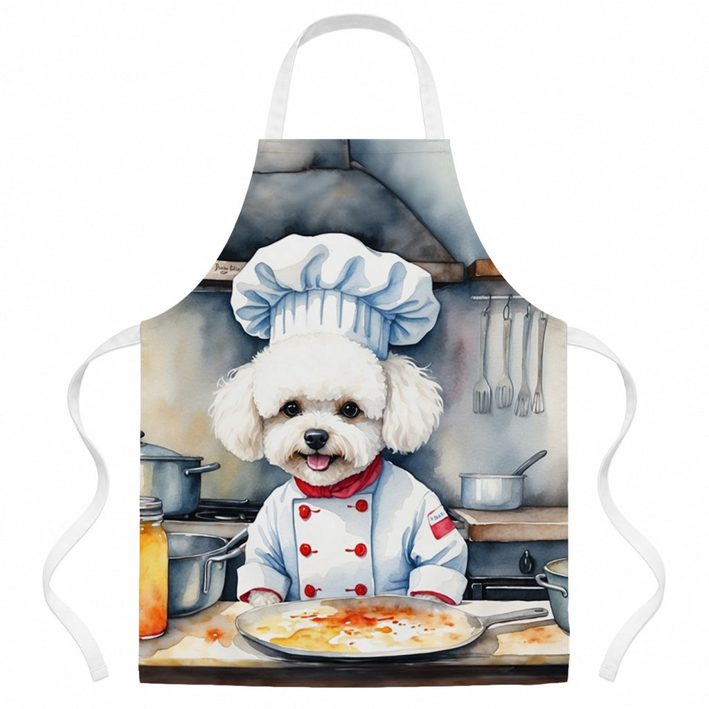 Bichon Frise The Chef Apron Cooking Kitchen Server Baking Crafts Gardening for Adult Women Men, Unisex, Large, Multicolor