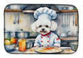 Bichon Frise The Chef Dish Drying Mat Absorbent Dish Drying Mat Pad for Kitchen Counter Dish Drainer Mat for Countertop, 14 x 21", Multicolor