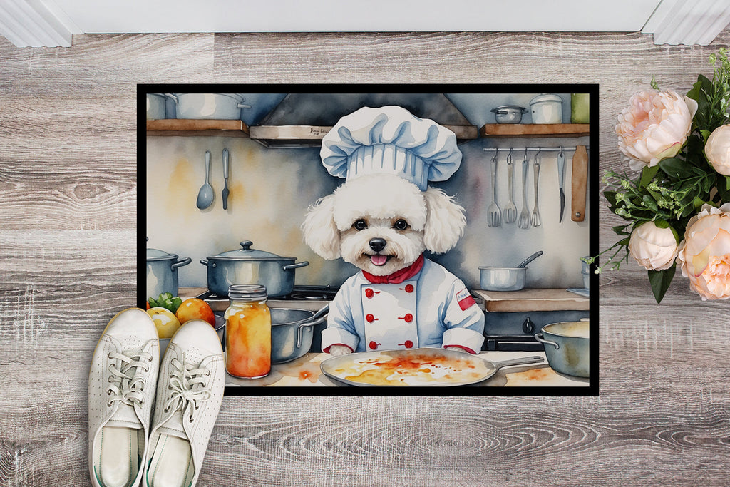 Bichon Frise The Chef Doormat Indoor Outdoor 24H X 36W Front Door Mat Rugs for Entryway, Non Slip Washable Low Pile,
