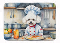 Bichon Frise The Chef Memory Foam Kitchen Mat Machine Washable Anti-Fatigue Cushion Comfort Bath or Kitchen Rug