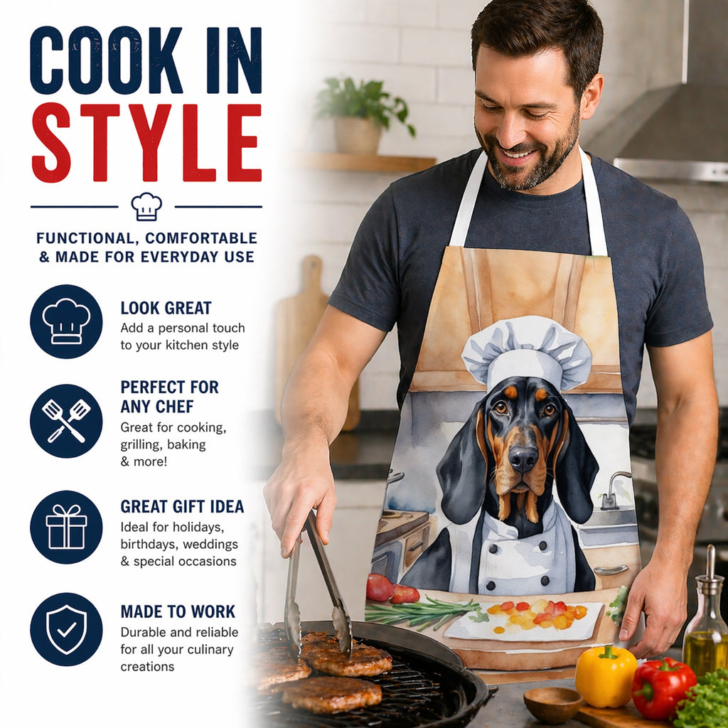 Black and Tan Coonhound The Chef Apron Cooking Kitchen Server Baking Crafts Gardening for Adult Women Men, Unisex, Large, Multicolor