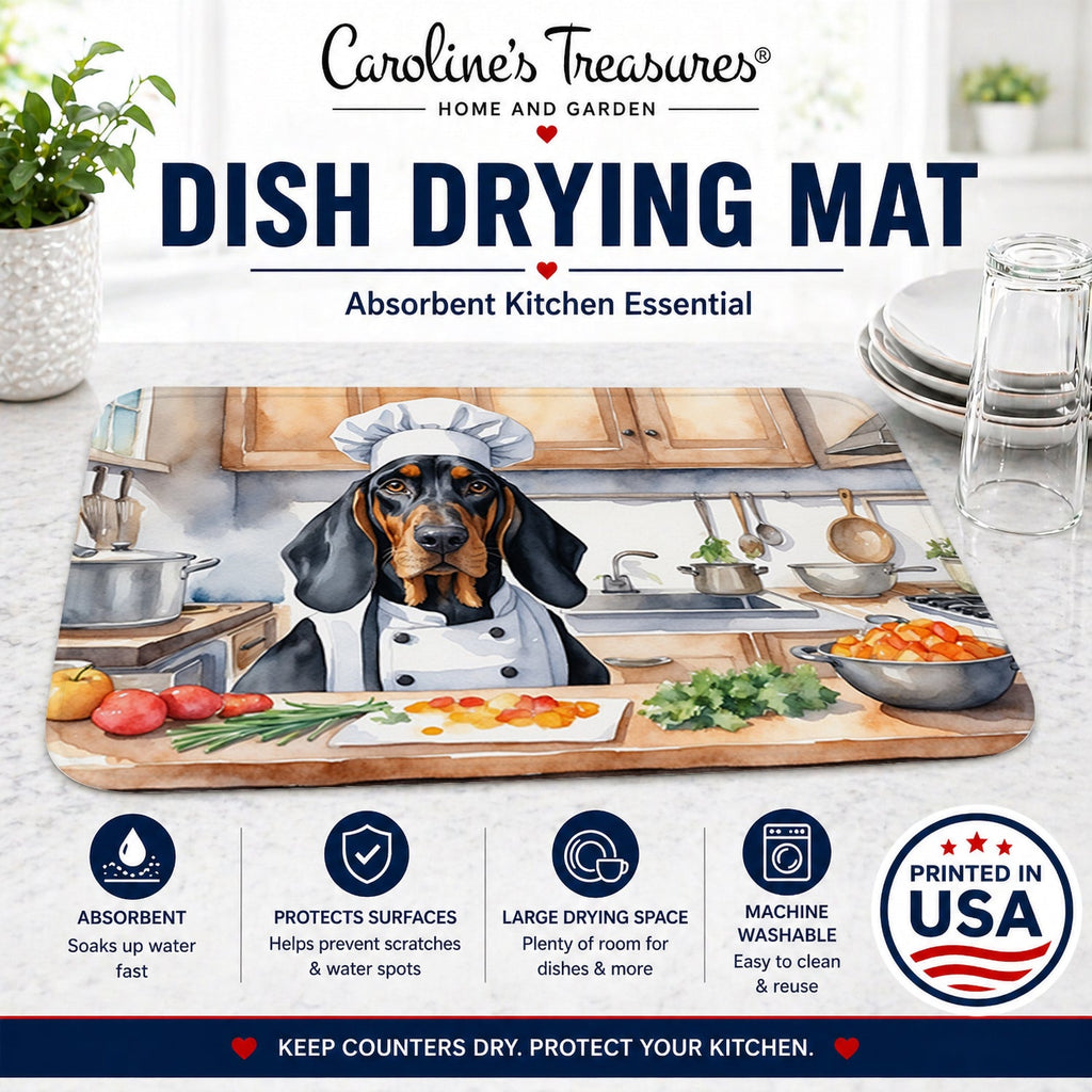 Black and Tan Coonhound The Chef Dish Drying Mat Absorbent Dish Drying Mat Pad for Kitchen Counter Dish Drainer Mat for Countertop, 14 x 21", Multicolor