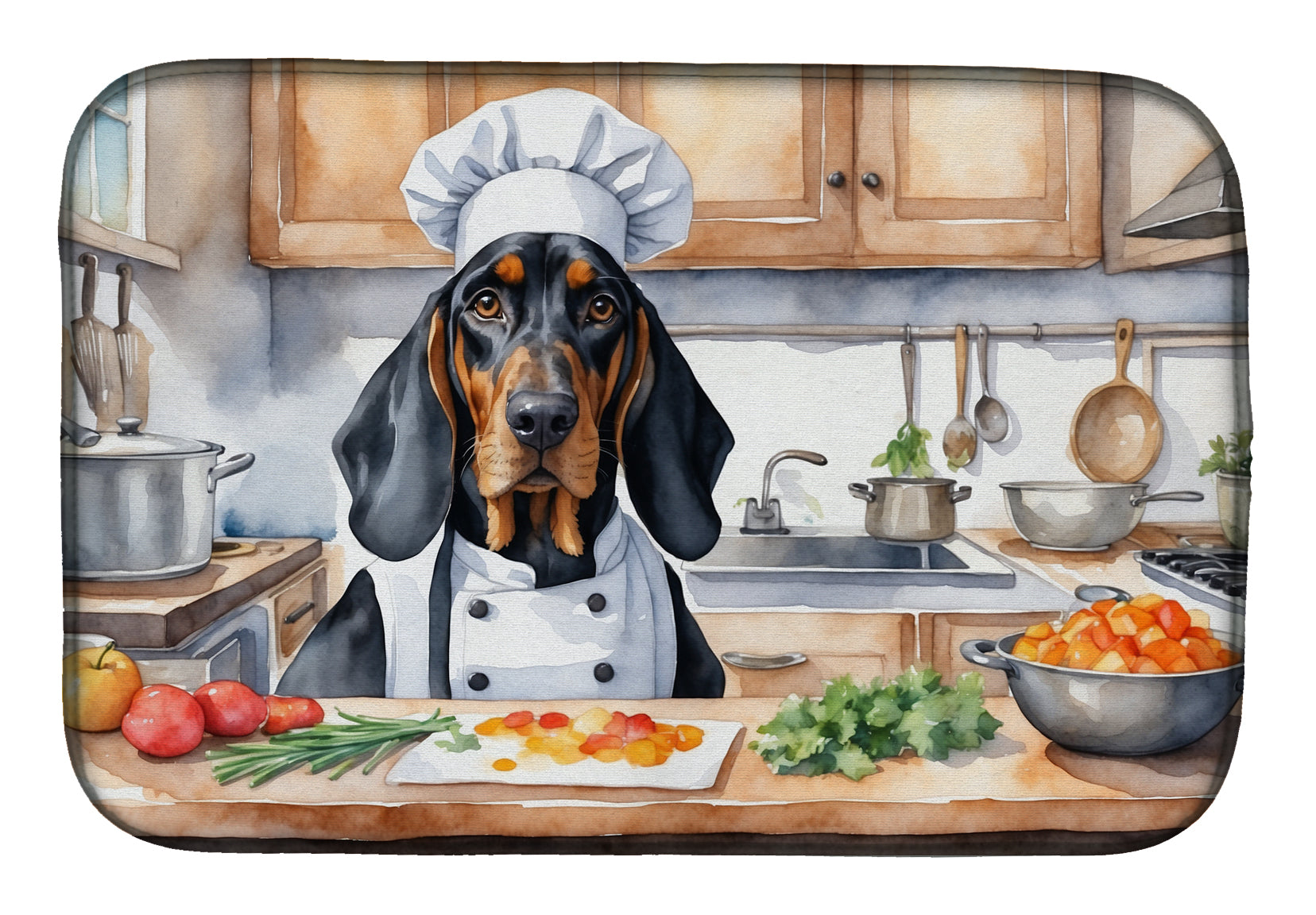 Black and Tan Coonhound The Chef Dish Drying Mat Absorbent Dish Drying Mat Pad for Kitchen Counter Dish Drainer Mat for Countertop, 14 x 21", Multicolor