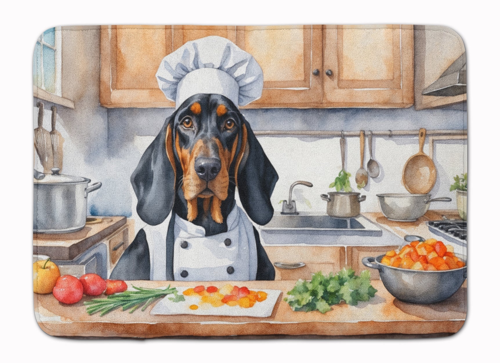 Black and Tan Coonhound The Chef Memory Foam Kitchen Mat Machine Washable Anti-Fatigue Cushion Comfort Bath or Kitchen Rug