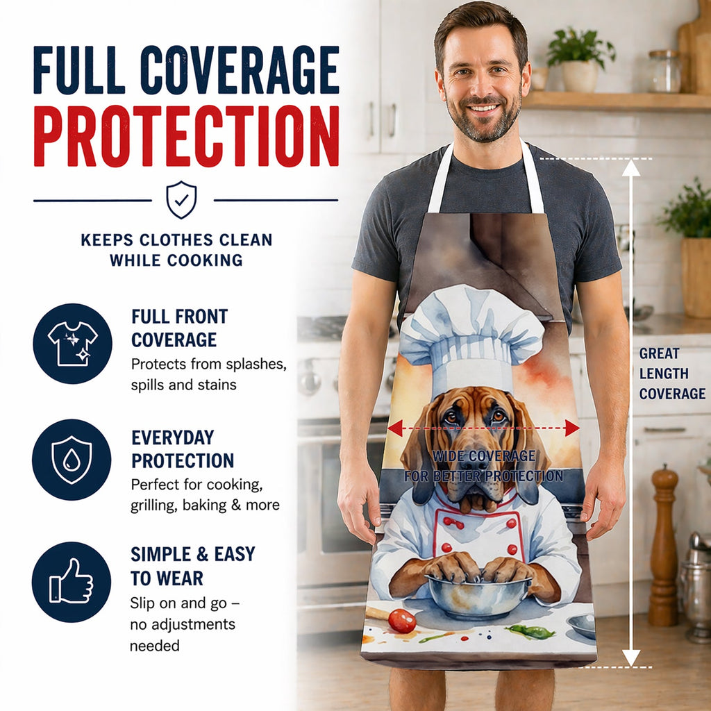 Bloodhound The Chef Apron Cooking Kitchen Server Baking Crafts Gardening for Adult Women Men, Unisex, Large, Multicolor