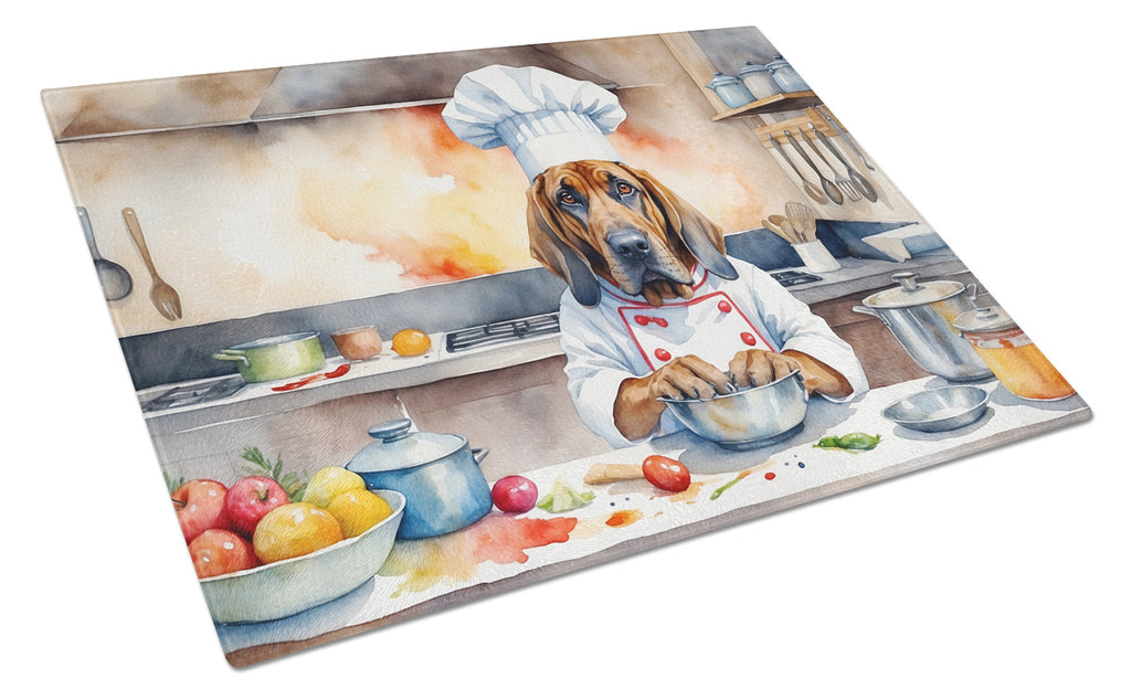 Bloodhound The Chef Cutting Board Tempered Glass Kitchen Cutting Surface, Heat Resistant Chopping, Non-Slip Feet, Food Prep & Serving