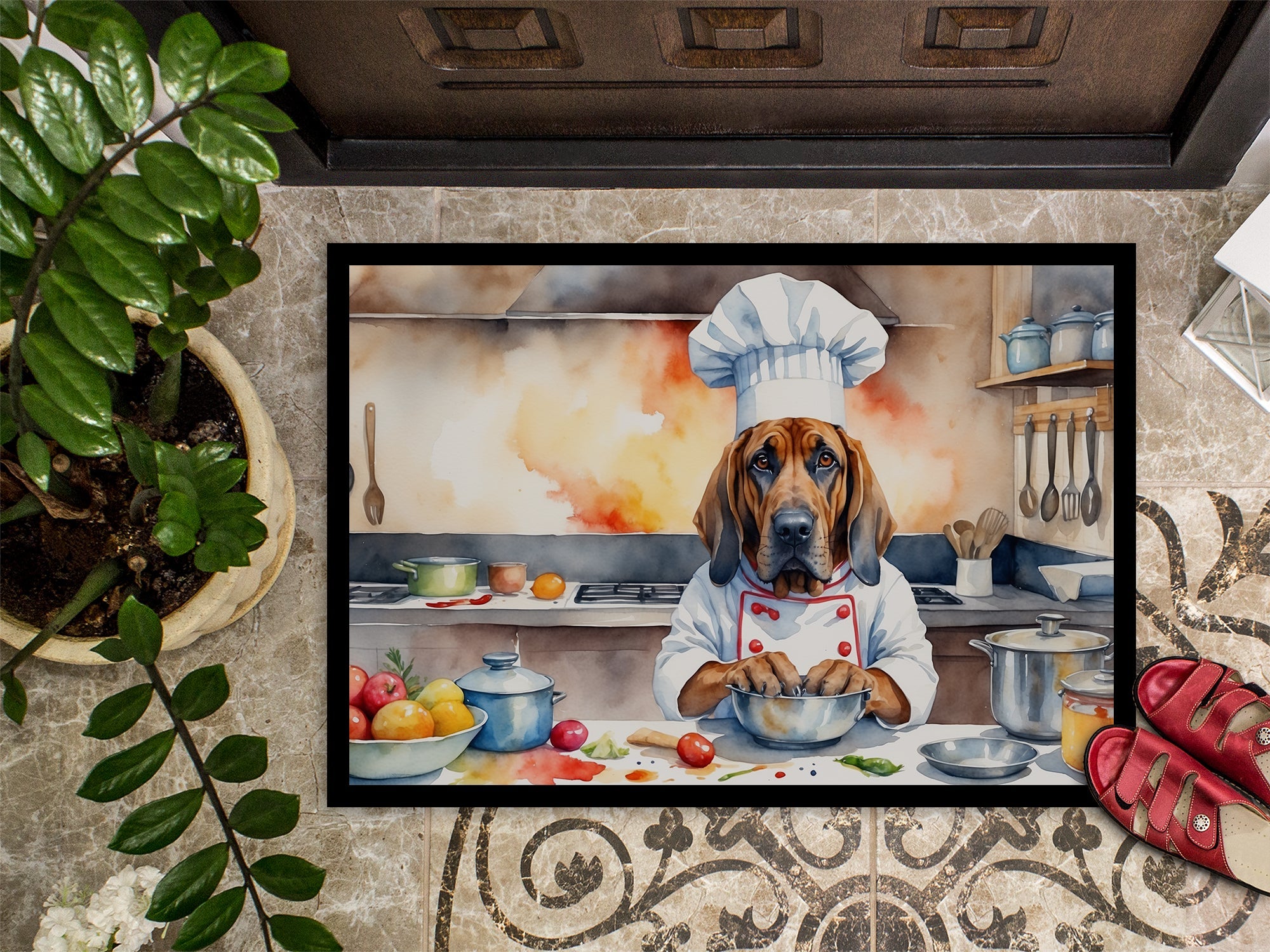 Bloodhound The Chef Doormat Indoor Outdoor 18H X 27W Front Door Mat Rugs for Entryway, Non Slip Washable