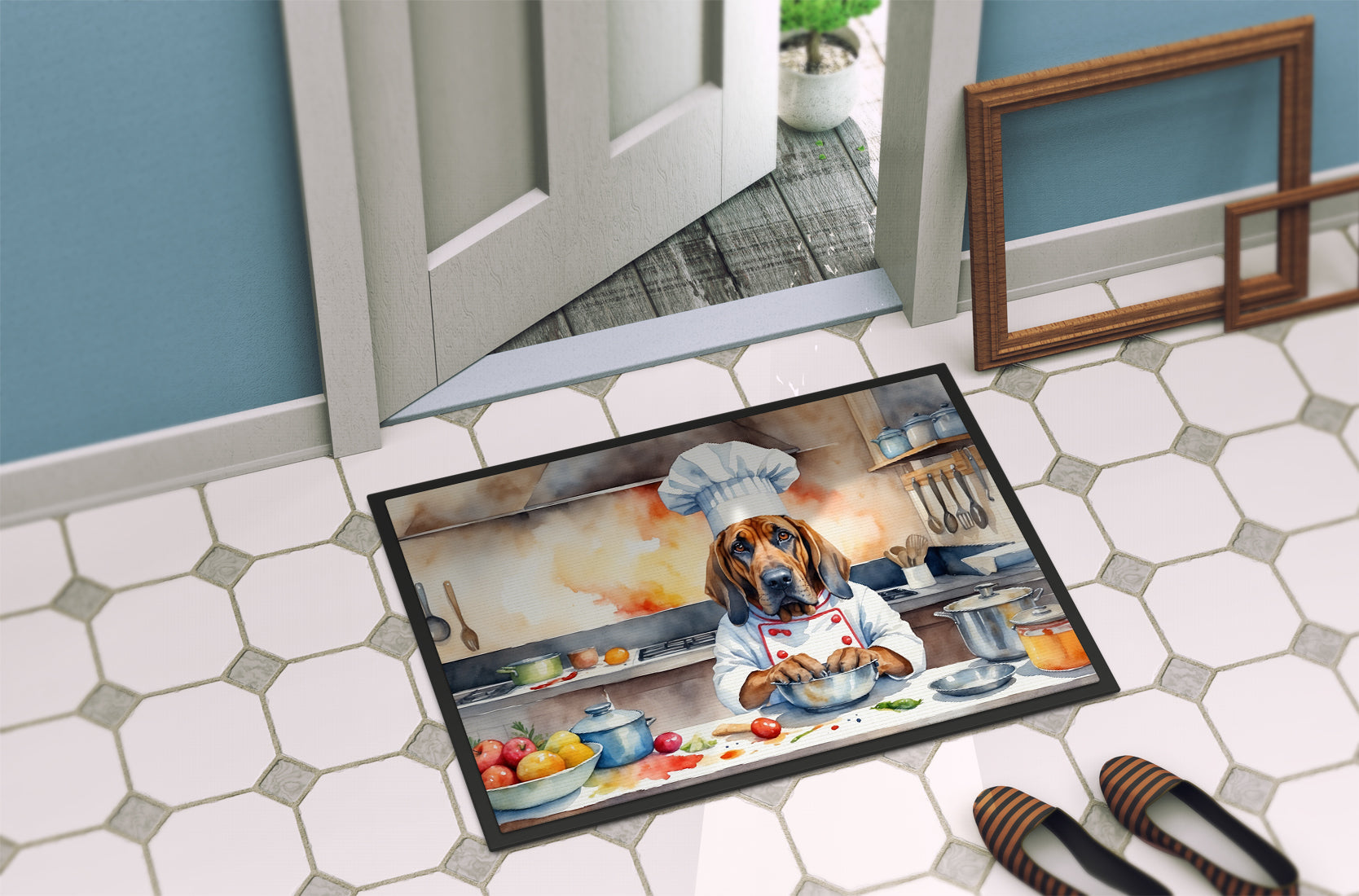 Bloodhound The Chef Doormat Indoor Outdoor 18H X 27W Front Door Mat Rugs for Entryway, Non Slip Washable