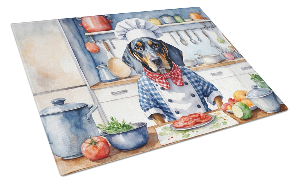 Bluetick Coonhound The Chef Cutting Board Tempered Glass Kitchen Cutting Surface, Heat Resistant Chopping, Non-Slip Feet, Food Prep & Serving