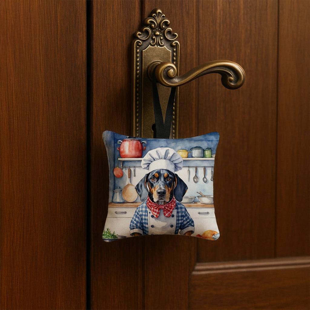 Bluetick Coonhound The Chef Hanging Square Fabric Ornament 3.5 × 3.5 Decorative Door-Knob & Tree Hanger, Soft Fabric