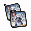 Bluetick Coonhound The Chef Pot Holder Set of 2 Heat Resistant Quilted Hot Pads 7.5 x 7.5 Inch, Insulated Kitchen Trivets for Cooking & Baking