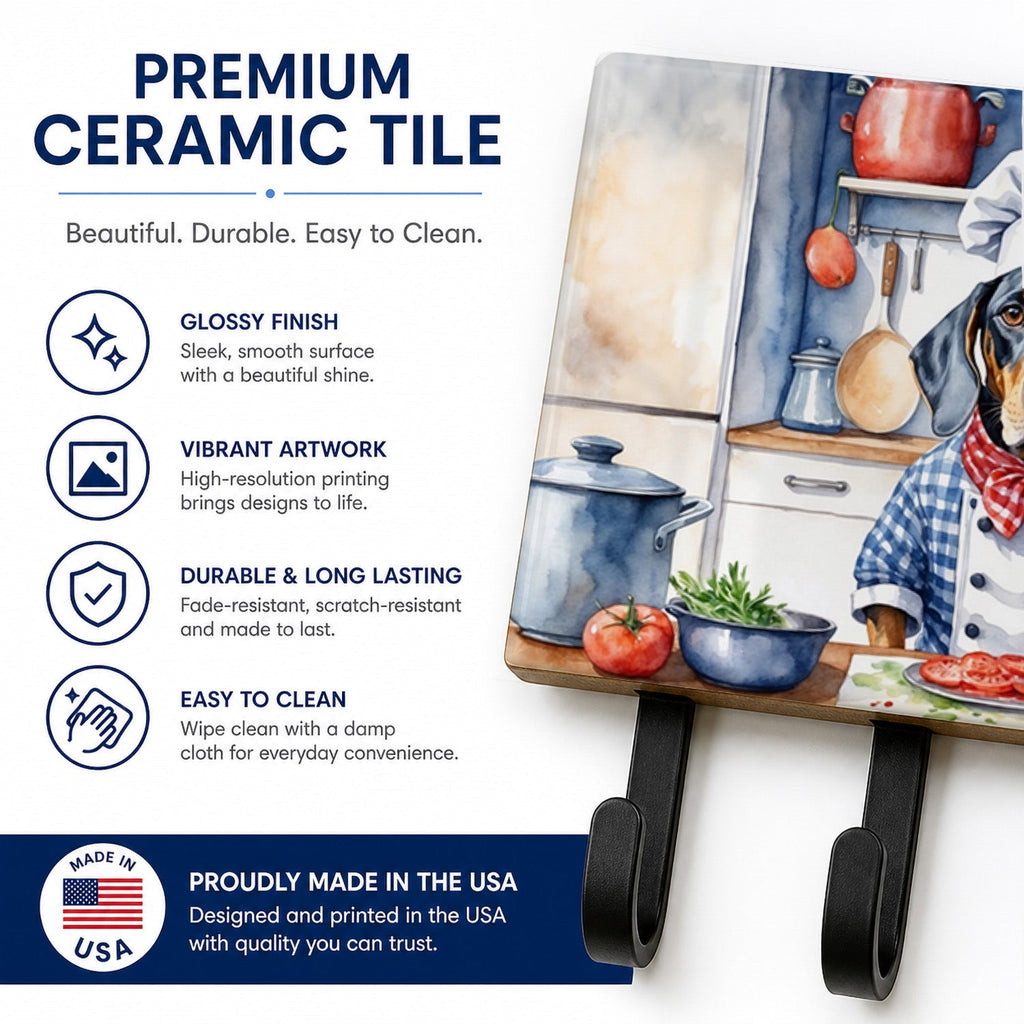 Bluetick Coonhound The Chef Leash or Key Holder Wall Hooks, Coat Rack Wall Mount, for Hanging Keys, Towels, Aprons, Leashes