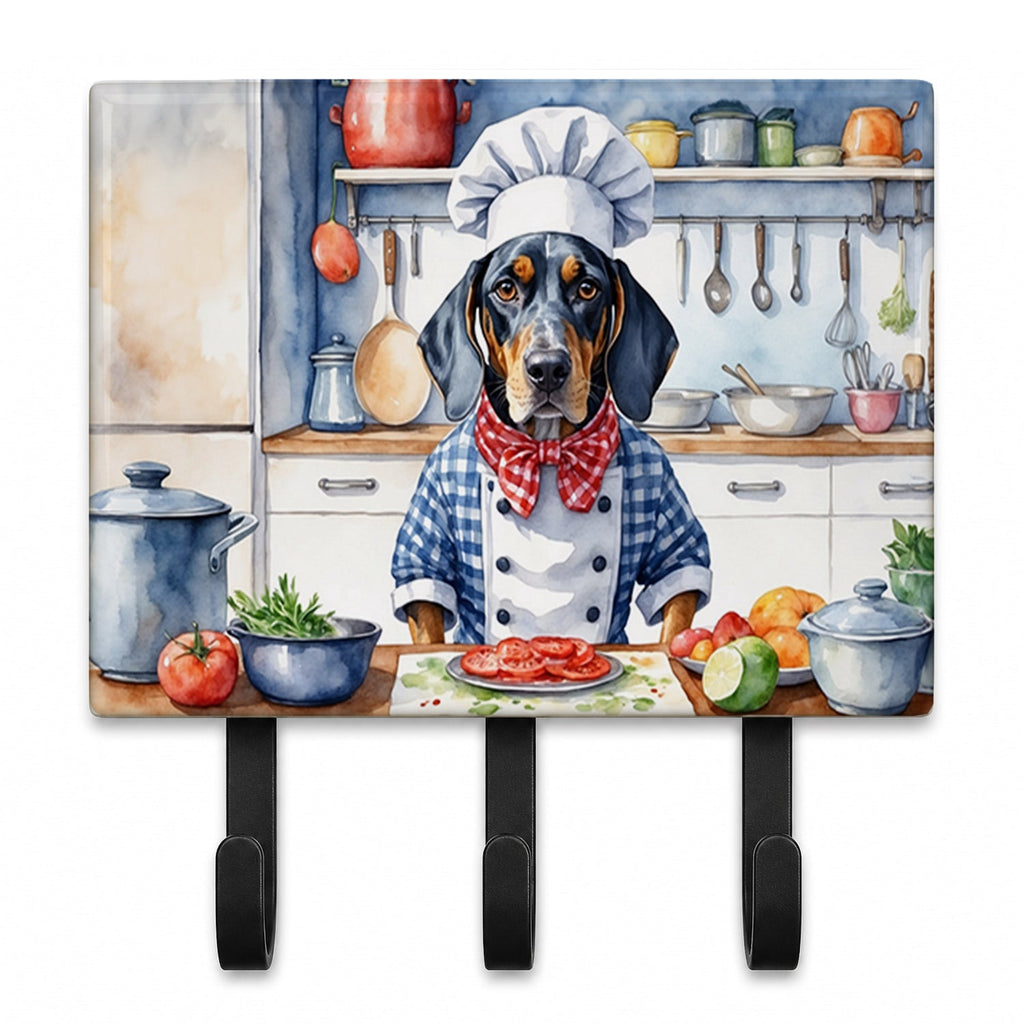 Bluetick Coonhound The Chef Leash or Key Holder Wall Hooks, Coat Rack Wall Mount, for Hanging Keys, Towels, Aprons, Leashes