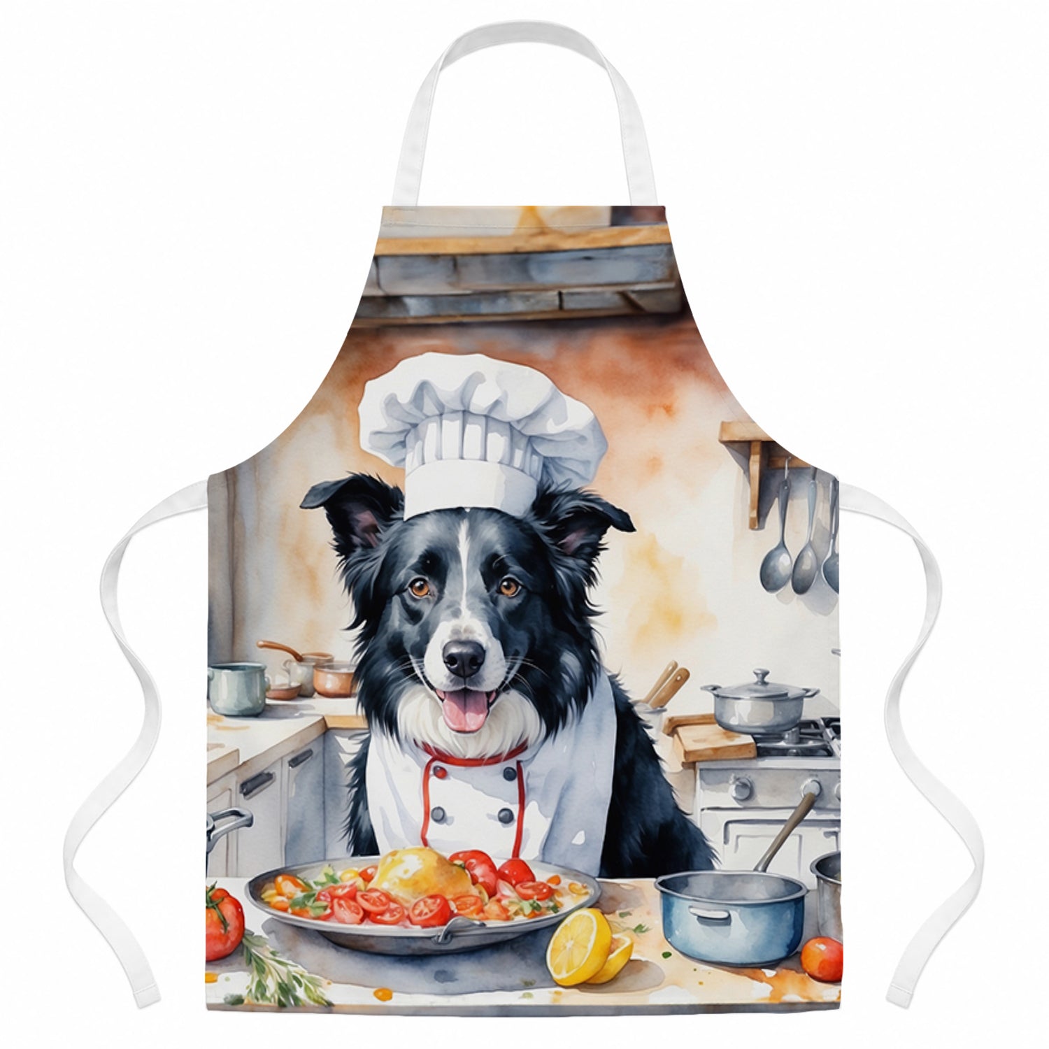 Border Collie The Chef Apron Cooking Kitchen Server Baking Crafts Gardening for Adult Women Men, Unisex, Large, Multicolor