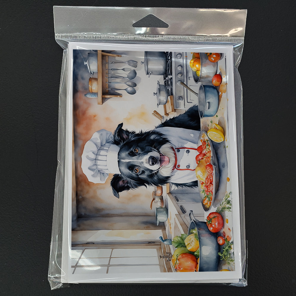 Border Collie The Chef Greeting Cards Pack of 8 Blank Cards with Envelopes Whimsical A7 Size 5x7