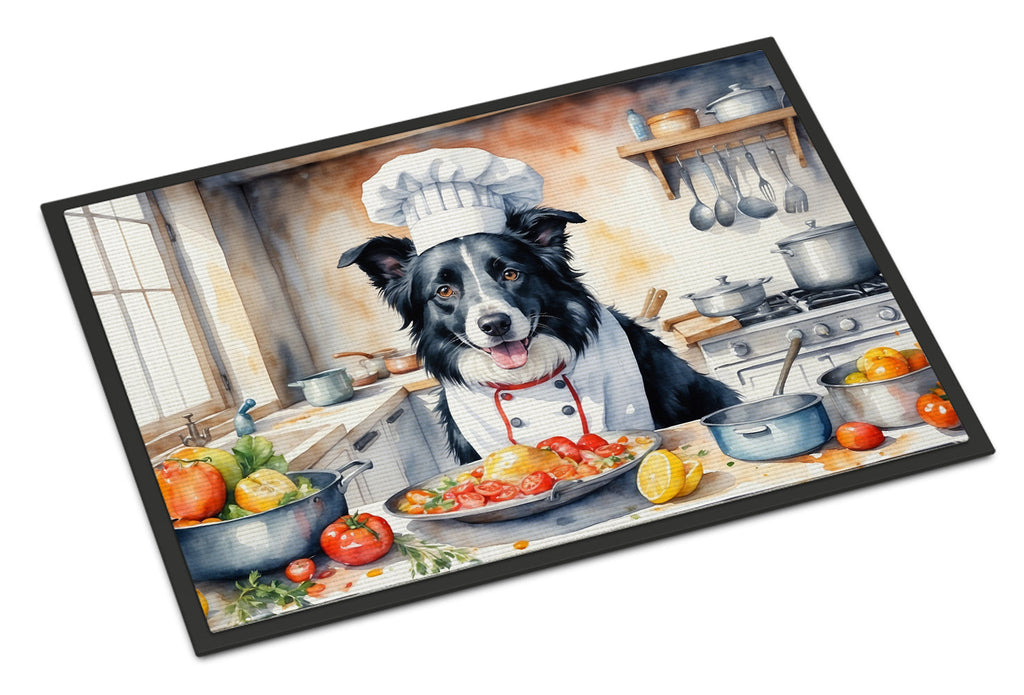 Border Collie The Chef Doormat Indoor Outdoor 24H X 36W Front Door Mat Rugs for Entryway, Non Slip Washable Low Pile,