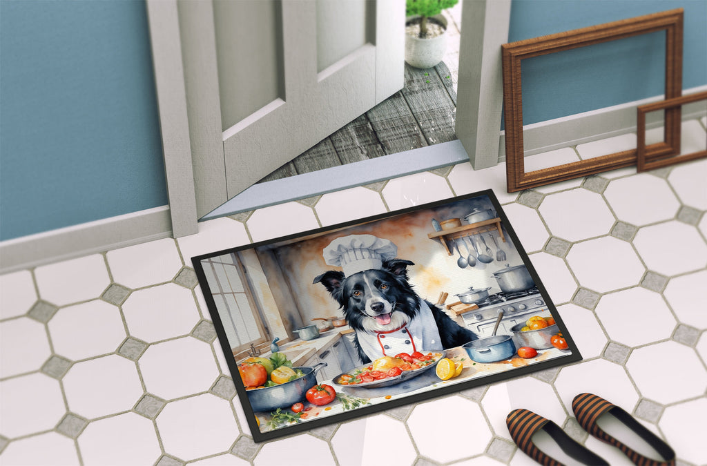 Border Collie The Chef Doormat Indoor Outdoor 24H X 36W Front Door Mat Rugs for Entryway, Non Slip Washable Low Pile,