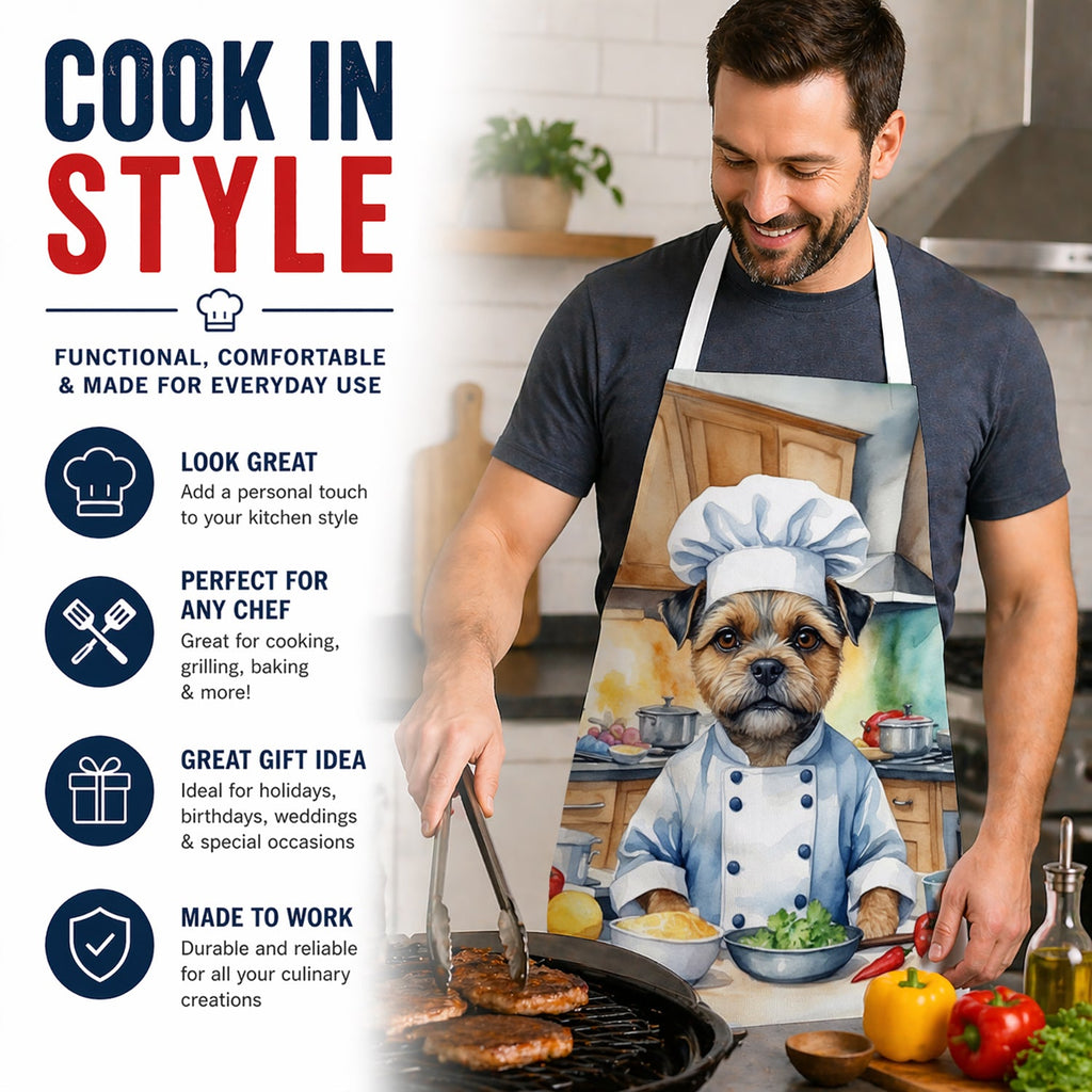 Border Terrier The Chef Apron Cooking Kitchen Server Baking Crafts Gardening for Adult Women Men, Unisex, Large, Multicolor