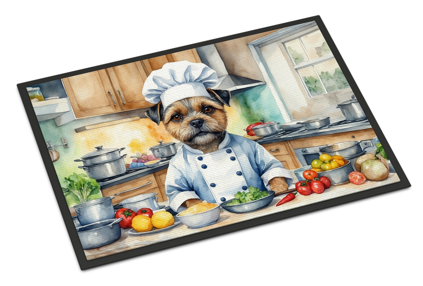 Border Terrier The Chef Doormat Indoor Outdoor 24H X 36W Front Door Mat Rugs for Entryway, Non Slip Washable Low Pile,