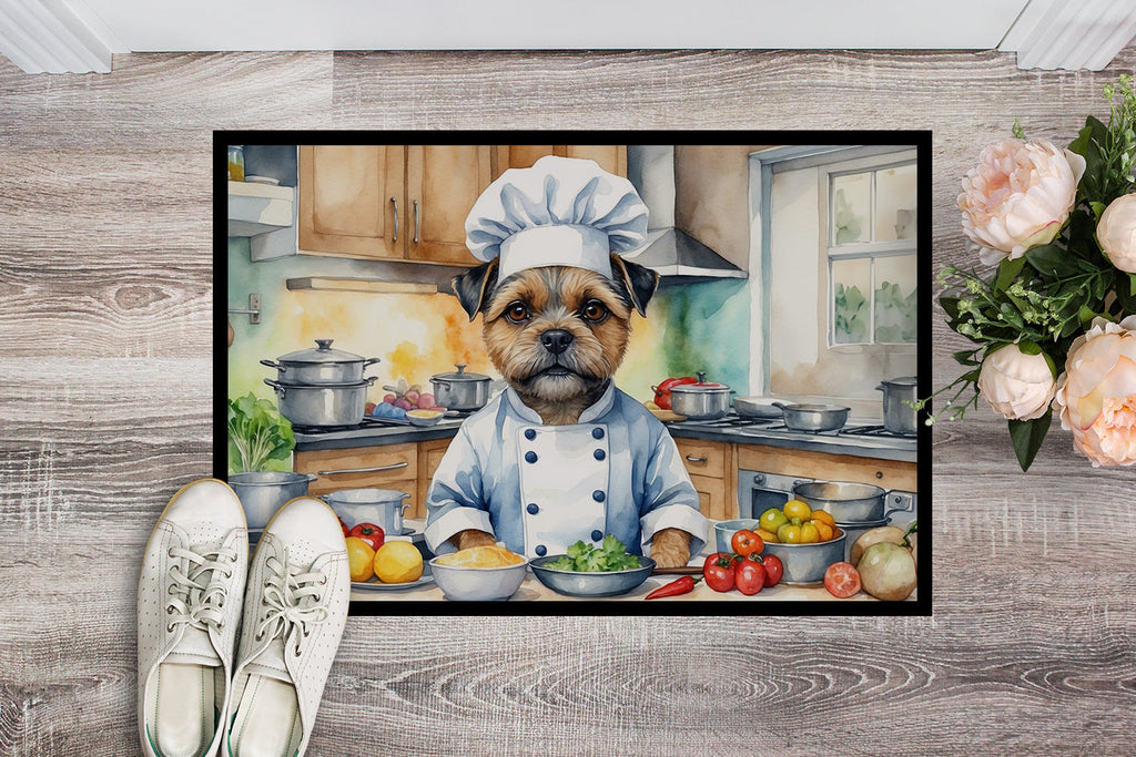 Border Terrier The Chef Doormat Indoor Outdoor 24H X 36W Front Door Mat Rugs for Entryway, Non Slip Washable Low Pile,
