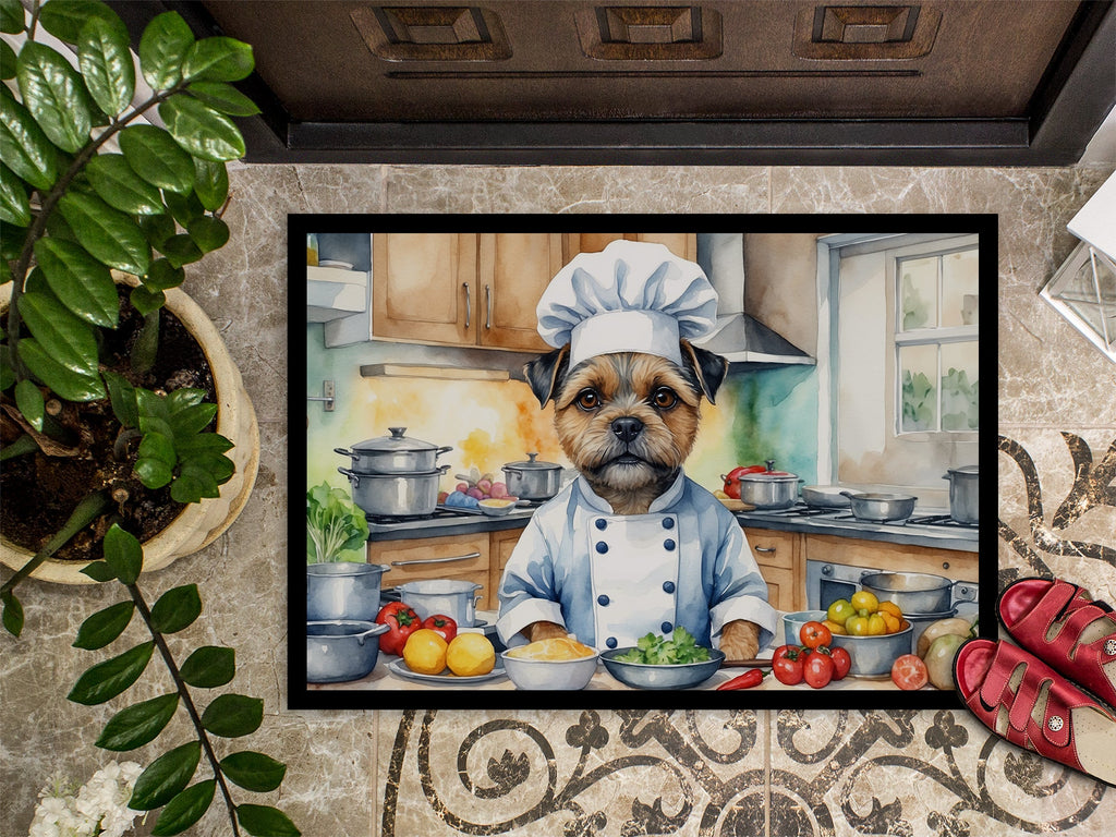 Border Terrier The Chef Doormat Indoor Outdoor 24H X 36W Front Door Mat Rugs for Entryway, Non Slip Washable Low Pile,