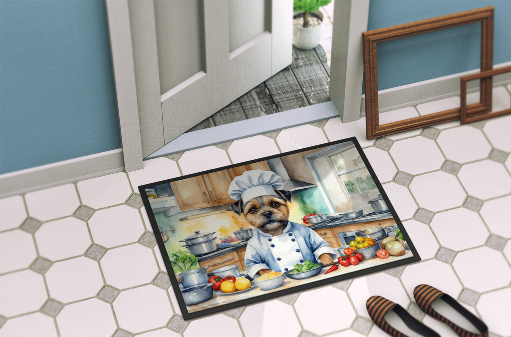 Border Terrier The Chef Doormat Indoor Outdoor 24H X 36W Front Door Mat Rugs for Entryway, Non Slip Washable Low Pile,