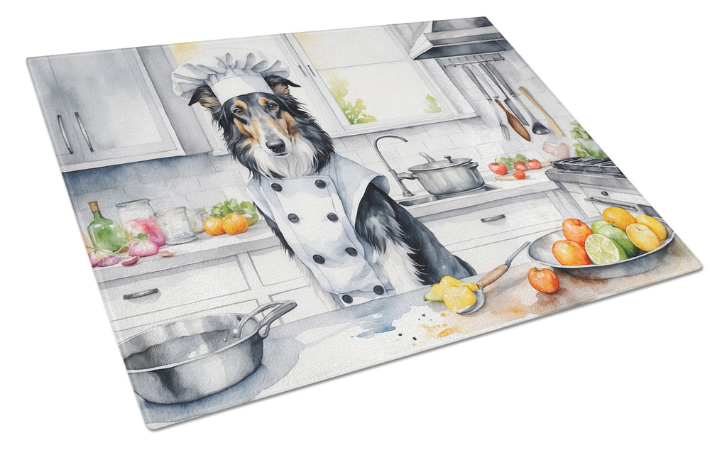 Borzoi The Chef Cutting Board Tempered Glass Kitchen Cutting Surface, Heat Resistant Chopping, Non-Slip Feet, Food Prep & Serving