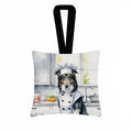 Borzoi The Chef Hanging Square Fabric Ornament 3.5 × 3.5 Decorative Door-Knob & Tree Hanger, Soft Fabric
