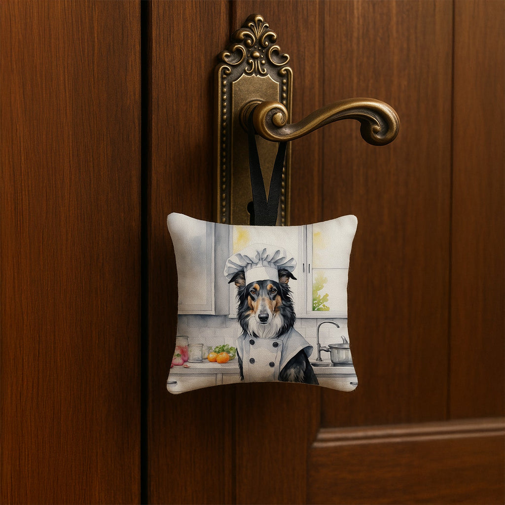 Borzoi The Chef Hanging Square Fabric Ornament 3.5 × 3.5 Decorative Door-Knob & Tree Hanger, Soft Fabric