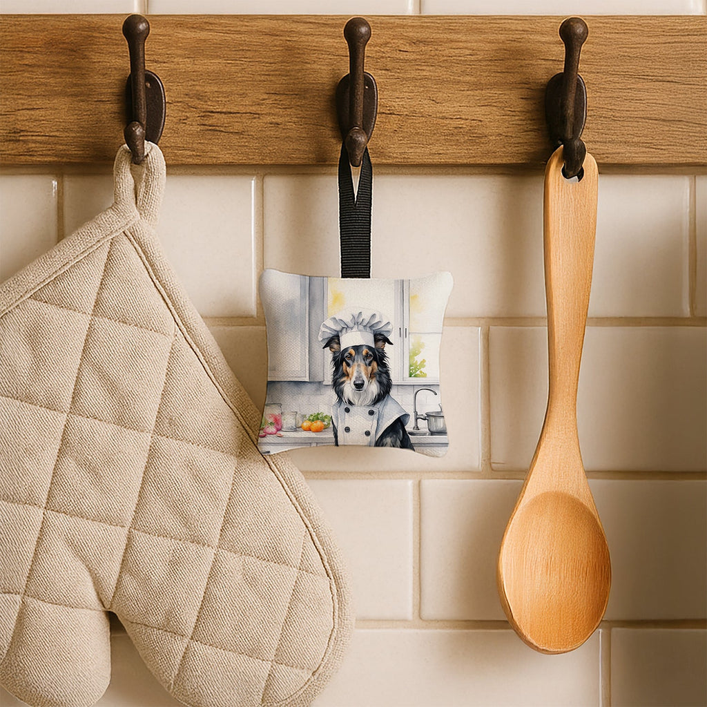 Borzoi The Chef Hanging Square Fabric Ornament 3.5 × 3.5 Decorative Door-Knob & Tree Hanger, Soft Fabric