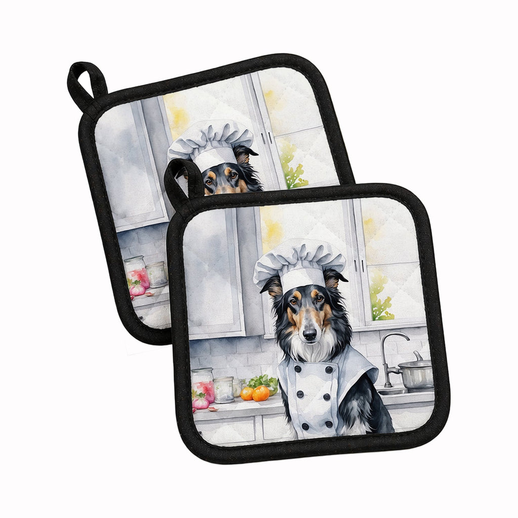 Borzoi The Chef Pot Holder Set of 2 Heat Resistant Quilted Hot Pads 7.5 x 7.5 Inch, Insulated Kitchen Trivets for Cooking & Baking
