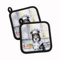 Borzoi The Chef Pot Holder Set of 2 Heat Resistant Quilted Hot Pads 7.5 x 7.5 Inch, Insulated Kitchen Trivets for Cooking & Baking
