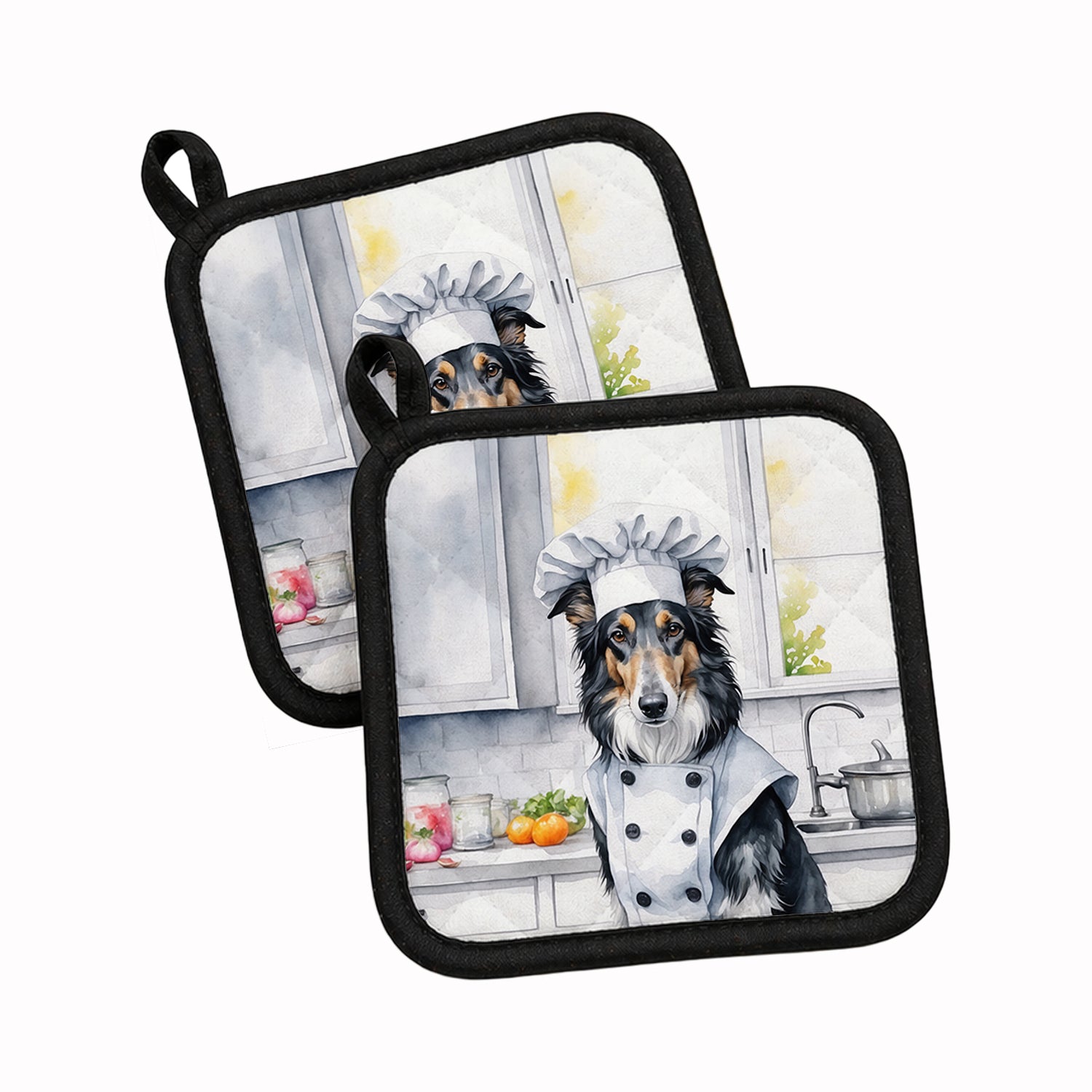 Borzoi The Chef Pot Holder Set of 2 Heat Resistant Quilted Hot Pads 7.5 x 7.5 Inch, Insulated Kitchen Trivets for Cooking & Baking