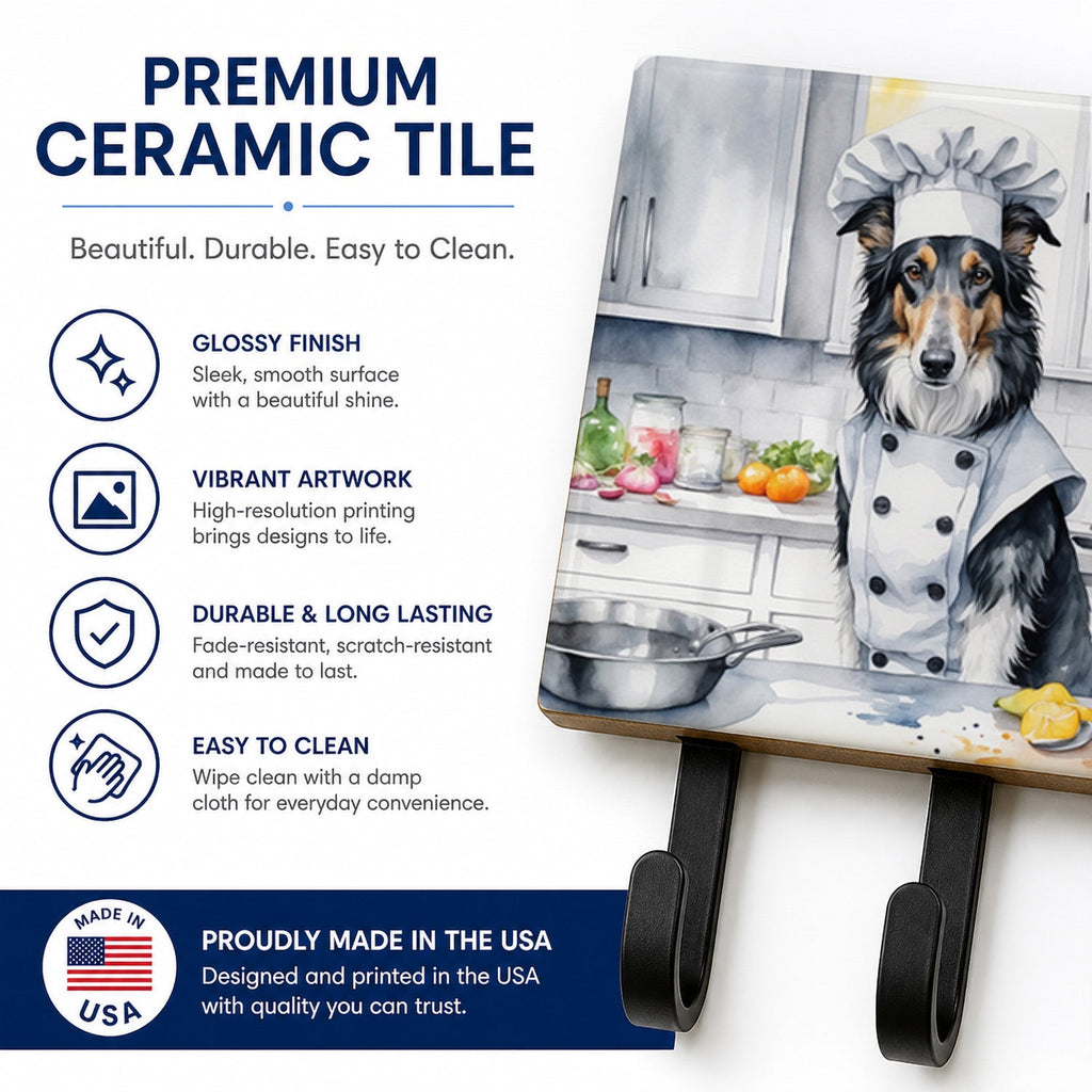Borzoi The Chef Leash or Key Holder Wall Hooks, Coat Rack Wall Mount, for Hanging Keys, Towels, Aprons, Leashes