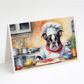 Boston Terrier The Chef Greeting Cards Pack of 8 Blank Cards with Envelopes Whimsical A7 Size 5x7