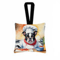 Boston Terrier The Chef Hanging Square Fabric Ornament 3.5 × 3.5 Decorative Door-Knob & Tree Hanger, Soft Fabric