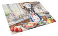 Boston Terrier The Chef Cutting Board Tempered Glass Kitchen Cutting Surface, Heat Resistant Chopping, Non-Slip Feet, Food Prep & Serving