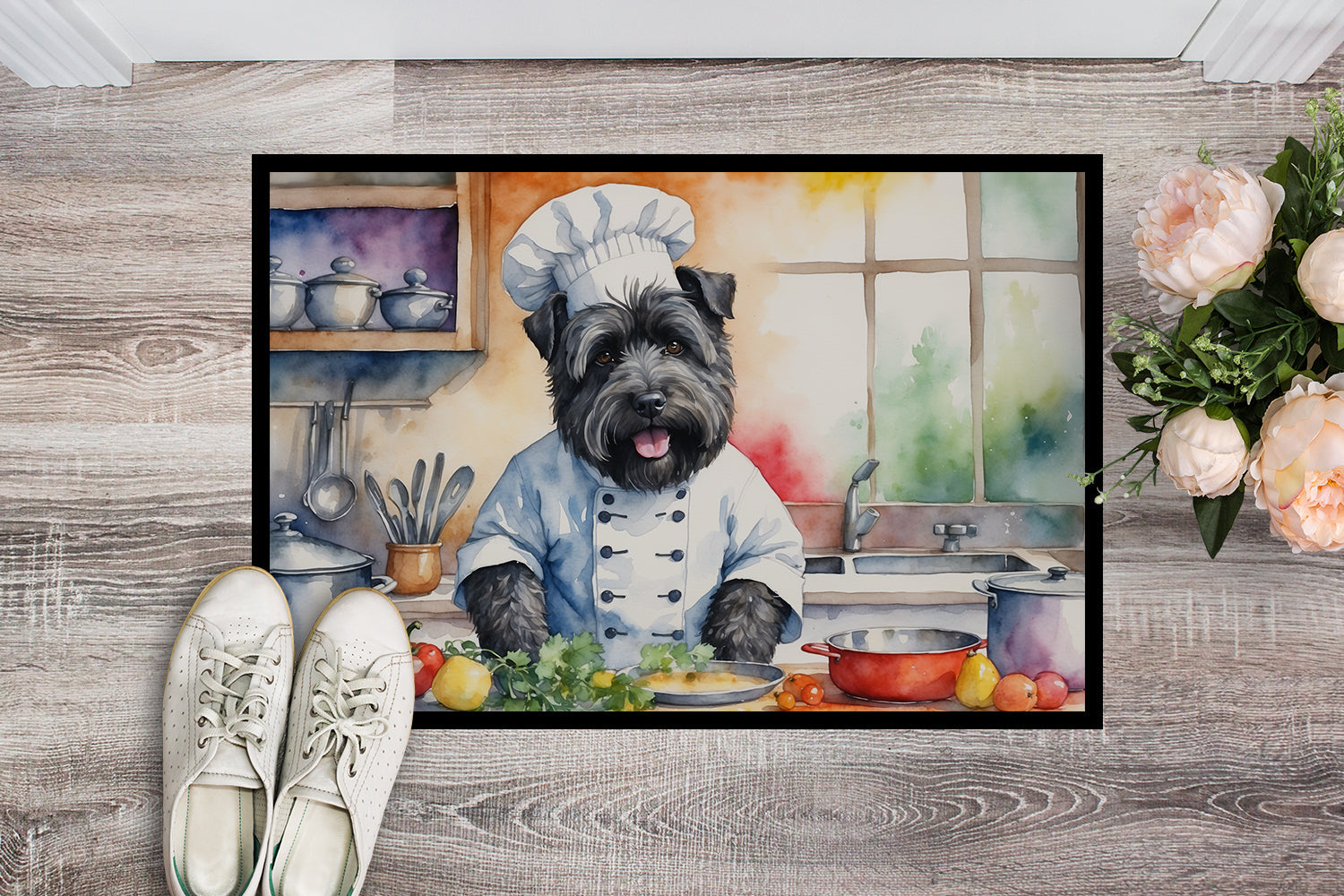 Bouvier des Flandres The Chef Doormat Indoor Outdoor 24H X 36W Front Door Mat Rugs for Entryway, Non Slip Washable Low Pile,