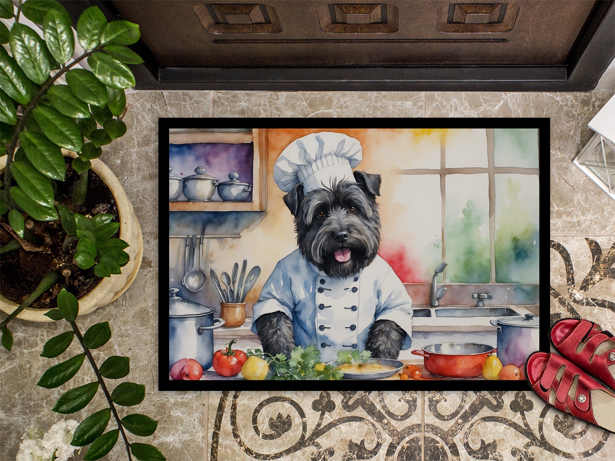 Bouvier des Flandres The Chef Doormat Indoor Outdoor 24H X 36W Front Door Mat Rugs for Entryway, Non Slip Washable Low Pile,