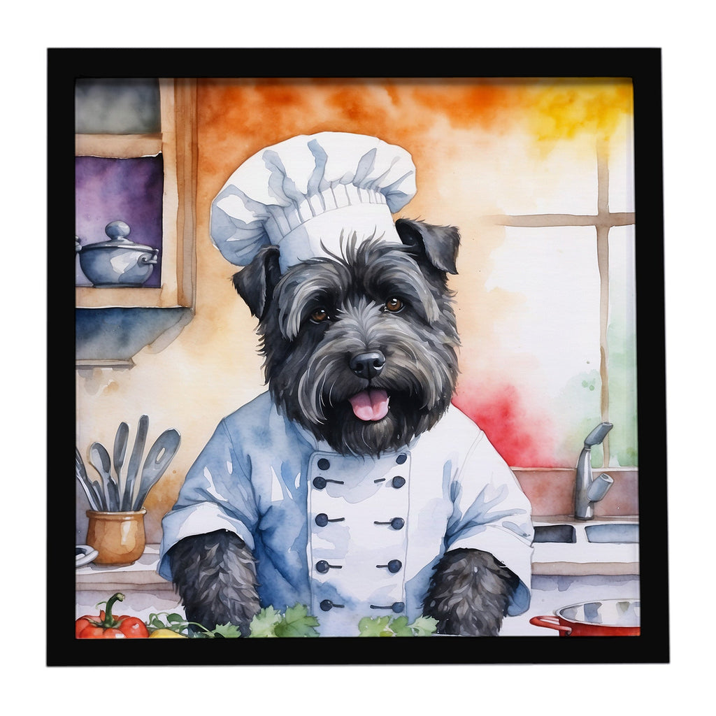 Bouvier des Flandres The Chef Framed Metal Print Bathroom, Kitchen, Office, Home Decor Wall Art Ready to Hang, Square, 8X8