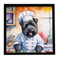 Bouvier des Flandres The Chef Framed Metal Print Bathroom, Kitchen, Office, Home Decor Wall Art Ready to Hang, Square, 8X8