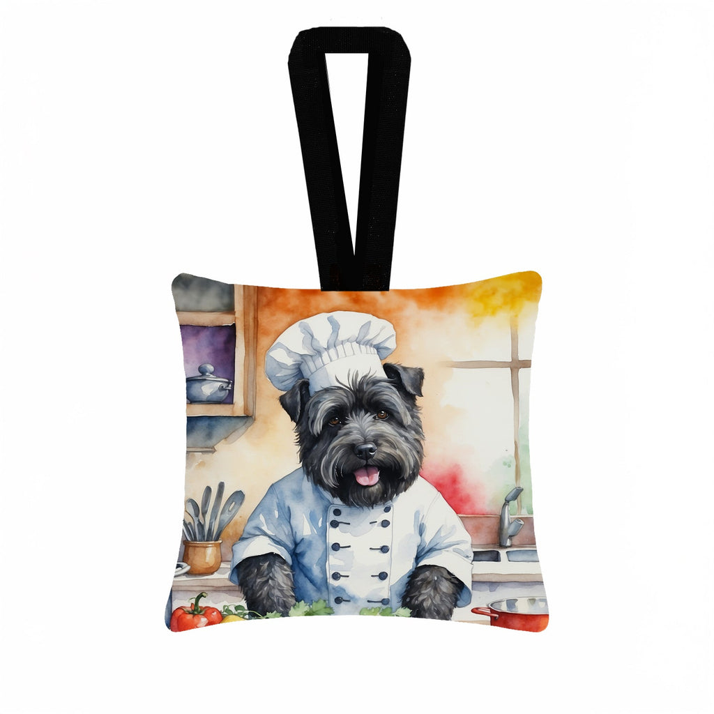 Bouvier des Flandres The Chef Hanging Square Fabric Ornament 3.5 × 3.5 Decorative Door-Knob & Tree Hanger, Soft Fabric