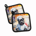 Bouvier des Flandres The Chef Pot Holder Set of 2 Heat Resistant Quilted Hot Pads 7.5 x 7.5 Inch, Insulated Kitchen Trivets for Cooking & Baking