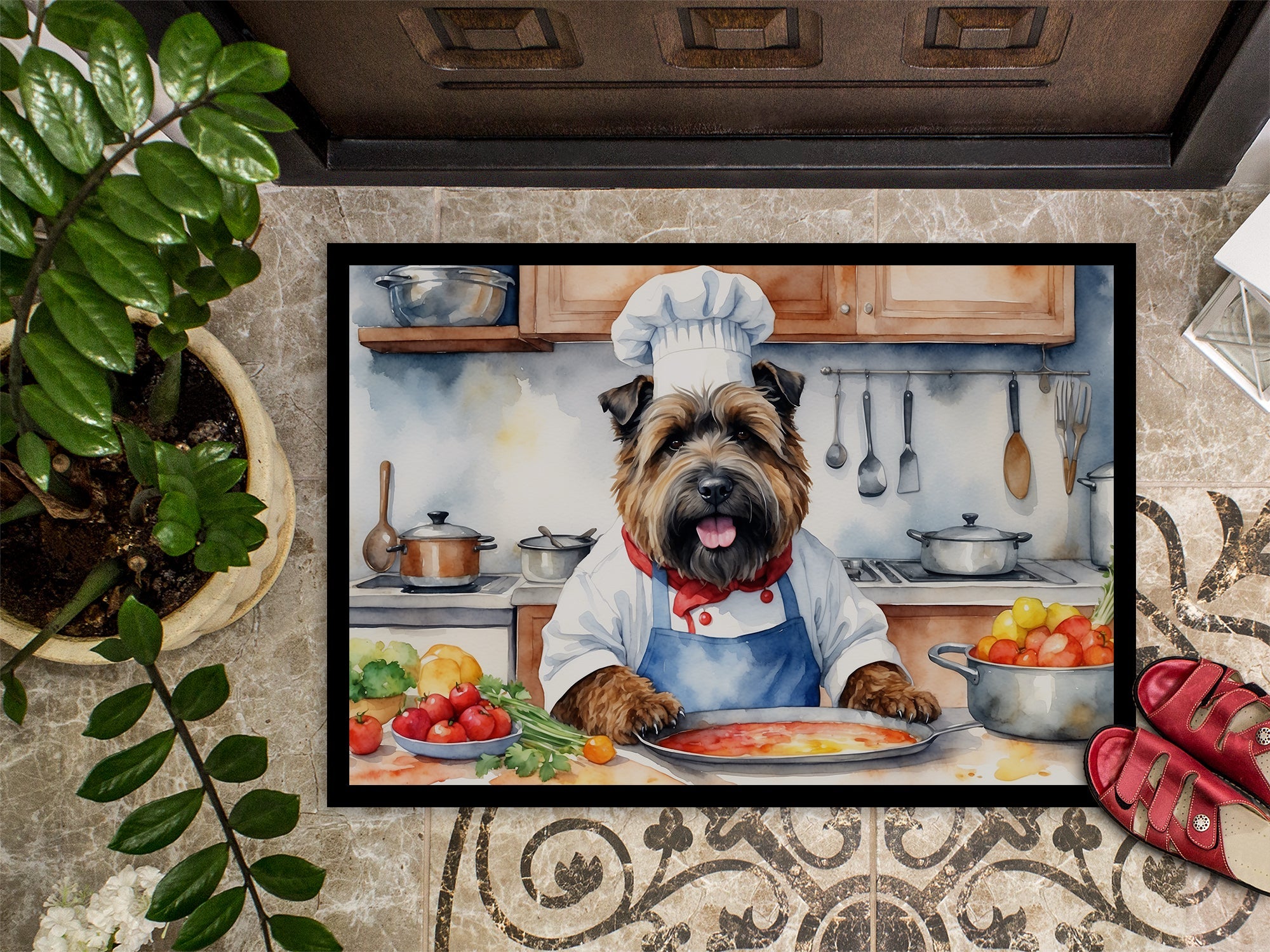 Bouvier des Flandres The Chef Doormat Indoor Outdoor 24H X 36W Front Door Mat Rugs for Entryway, Non Slip Washable Low Pile,