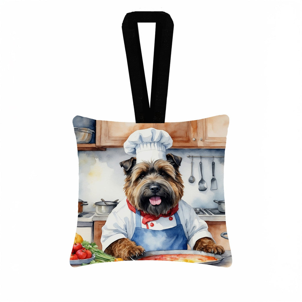 Bouvier des Flandres The Chef Hanging Square Fabric Ornament 3.5 × 3.5 Decorative Door-Knob & Tree Hanger, Soft Fabric
