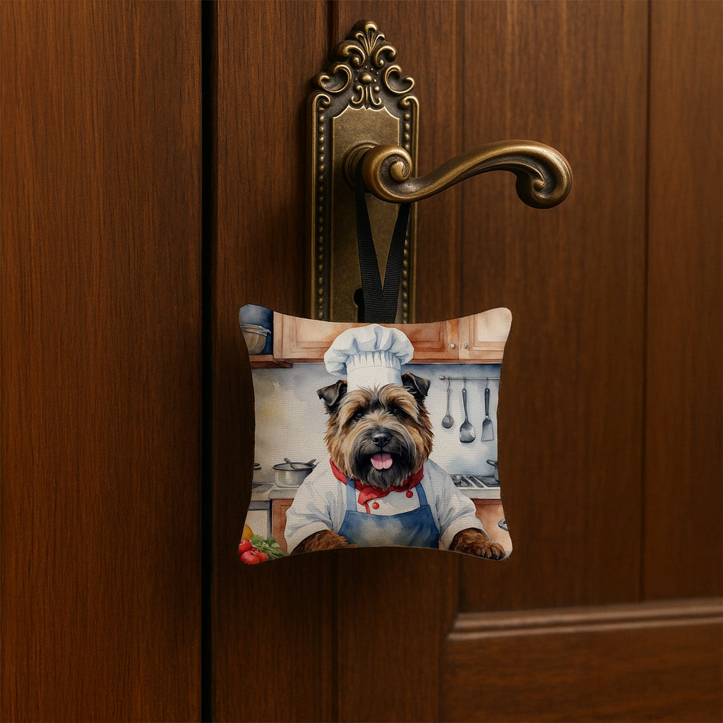 Bouvier des Flandres The Chef Hanging Square Fabric Ornament 3.5 × 3.5 Decorative Door-Knob & Tree Hanger, Soft Fabric