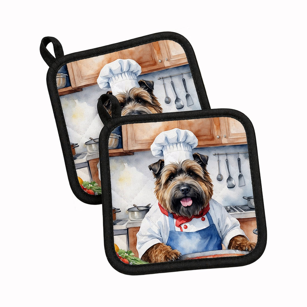 Bouvier des Flandres The Chef Pot Holder Set of 2 Heat Resistant Quilted Hot Pads 7.5 x 7.5 Inch, Insulated Kitchen Trivets for Cooking & Baking